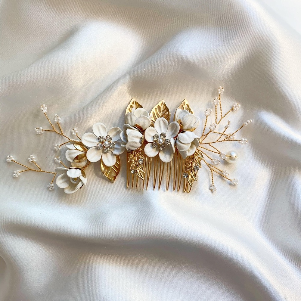 BRIDAL - ANASTASIA Flower Hair Comb Piece